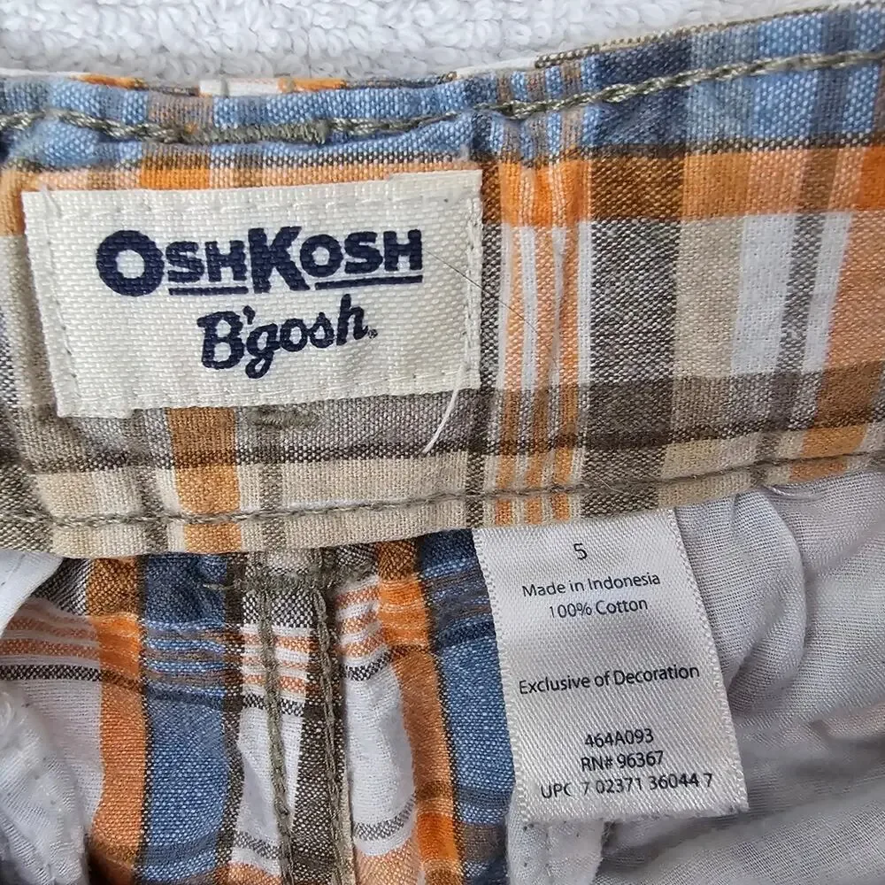 OshKosh B'Gosh Vintage Plaid Shorts With Adjustable Waist Unisex Toddler Size 5